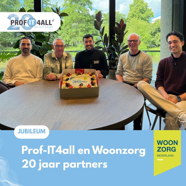 Team Prof-IT4all en Woonzorg Nederland vieren 20 jaar Functioneel Applicatiebeheer as a Service